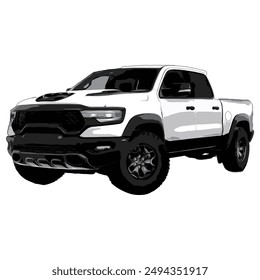 silhouette black and white double cabin all wheel drive truck