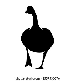 silhouette of a black and white duck. Isolated Goose Vector Illustration