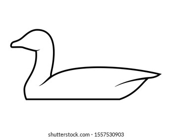 silhouette of a black and white duck. Isolated Goose Vector Illustration