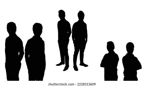 silhouette black white duo group man acting gesturing pose