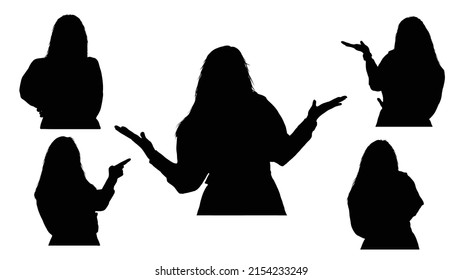 Silhouette Black White Woman Acting Gesturing Pose