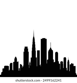 Silhouette Black and Whtie City Vector 