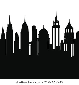 Silhouette Black and Whtie City Vector 