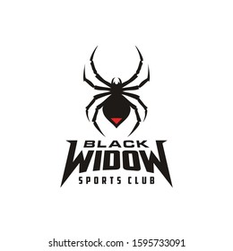 Silhouette Black Widow Spider Insect Arthropod Emblem Sport logo design 