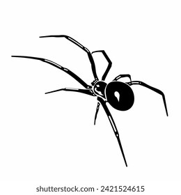 Silhouette of black widow spider insect icon.  Logo, icon, tattoo idea, halloween decoration, and design elements.