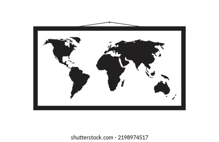 Карта мира силуэт черный. Silhouette black world map. Vector drawing.
