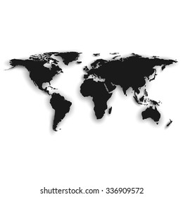 Silhouette of black world map, vector illustration.