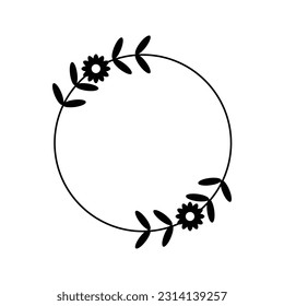 silhouette black wreath frame vector illustration