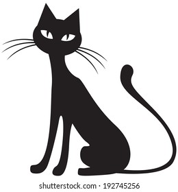  Silhouette black-and-white image of black cat
