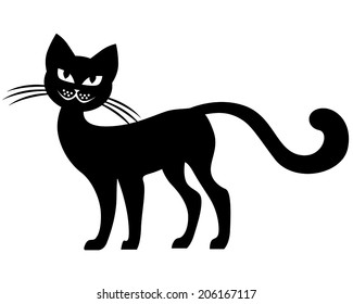  Silhouette black-and-white image of black cat