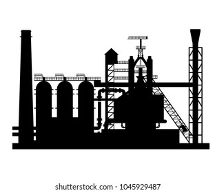 Silhouette of the blast furnace shop. Vector illustration isolated on white background