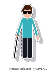 silhouette blind person isolated icon vector illustration design
