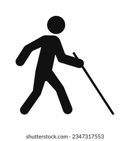 silhouette of a blind person with a stick