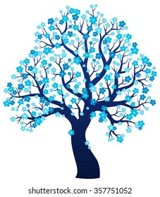 Silueta de la temática del árbol floreciente 2 - ilustración vectorial eps10.