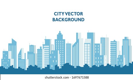 silhouette blue city building in flat illustration vector, urban cityscape design for background 