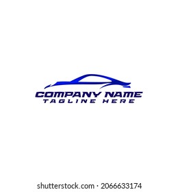 Silhouette of a blue classic sport car in elegant and sporty curved lines