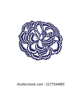 Silhouette blue flower with vector craft template