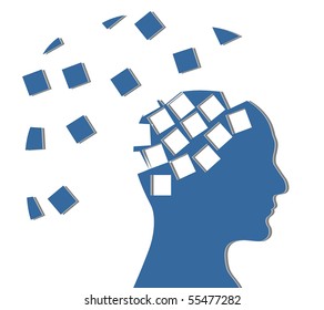 Silhouette of a blue head on a white background