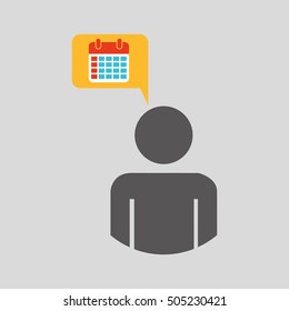 silhouette blue man with calendar design vector illustration