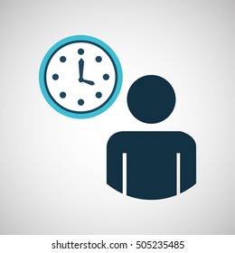 silhouette blue man clock watch time design icon vector illustration eps 10 svg