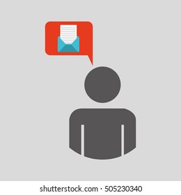 silhouette blue man email envelope message design icon vector illustration eps 10