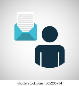 silhouette blue man email envelope message design icon vector illustration eps 10