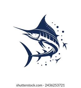 Silueta de un logotipo de pesca de marlín azul icono ilustración vectorial