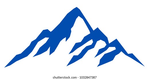 Silhouette blue mountain on white background – stock vector