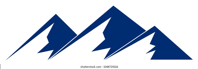 Silhouette blue mountain with three peaks on white background – vector