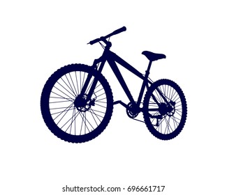 Silhouette of a blue vector bicycle on a white background.