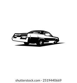 silhouette of the Bluesmobile from behind. monochrome premium design illustration vector. best for logo, badge, emblem, icon, sticker design. available in eps 10