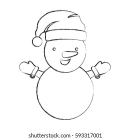 silhouette blurred cartoon snowman christmas design vector illustration