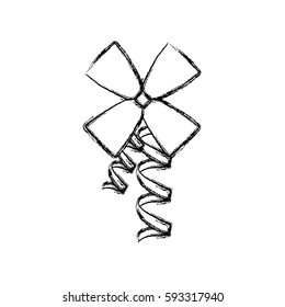 silhouette blurred silk shiny ribbon with holding bow vector illustration