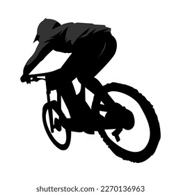 silhouette of a bmx cyclist back view. extreme sport concept, downhill, rider, racer. vector illustration.