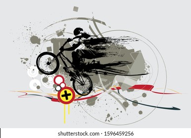 Silhouette of a bmx rider, vector