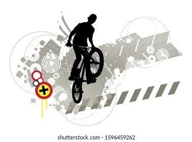 Silhouette of a bmx rider, vector