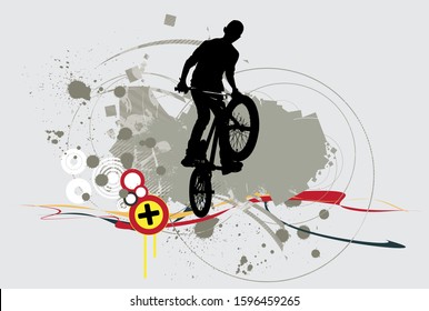Silhouette of a bmx rider, vector
