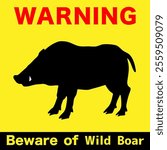 Silhouette of a boar.
Warning illustration on a yellow background.
