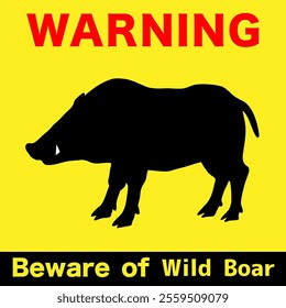 Silhouette of a boar.
Warning illustration on a yellow background.