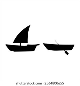 silhouette boat vector on a white background.