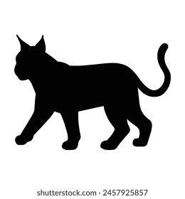 silhouette of a bobcat on white