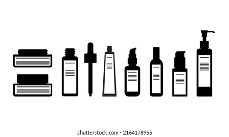 silhouette body lotions, serum,Skincare pump, packaging  bottle cosmetic flat design