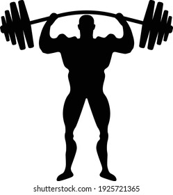 Silhouette Of A Bodybuilder Lifting Weight 