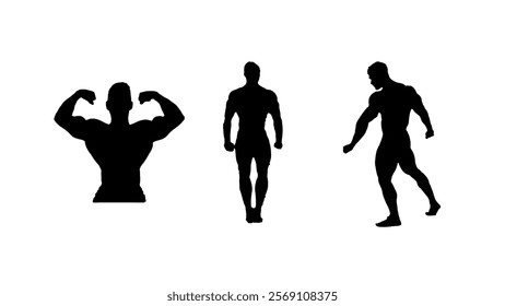 silhouette of a bodybuilder showing off his muscles