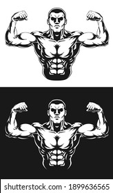 Silhouette Bodybuilding Pose Front Double Bicep