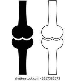 Silhouette of bone icon vector. Human knee bone joint line icon. Human organ collection. Bone Injury, Arthritis, Osteoporosis, Inflammation. Health care medical sign. Isolated Vector Illustration.