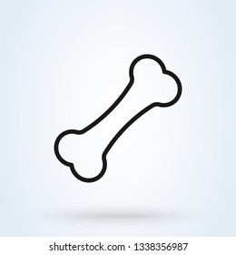 Silhouette bone vector icon. line art, isolated on white background
