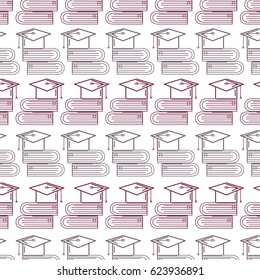 silhouette books tools with graduation cap background