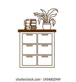 silhouette of bookshelf with school books