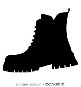 silhouette of a boot with a rough flat sole in a modern youth style